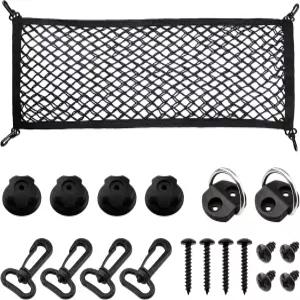 SUV 트렁크 네트 정리함용 카고 35.4 x 11.8 인치 후크가 달린 탄성 헤비 듀티 저장 메쉬 세단용 더블