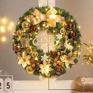 대형 크리스마스 리스 60cm 풍성 용품 재료 골드 화환 가랜드