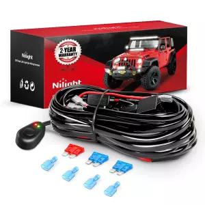 Nilight 16AWG 오프로드 LED 라이트 바 배선 하네스 키트 12V 릴레이 온/오프 로커 스위치 - 리드 2개 2년