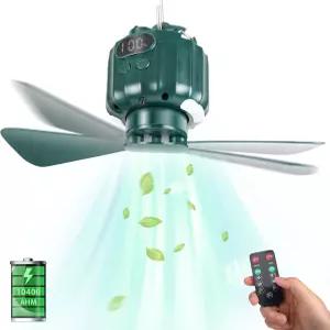 캠핑용 두쿠섹 텐트 천장 선풍기 조명 및 리모컨이 있는 휴대용 파워 뱅크 USB 배터리로 작동하는 야외