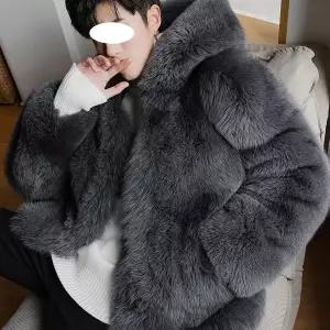 빅사이즈 폭스퍼 모피코트 남자 겨울코트 인조밍크