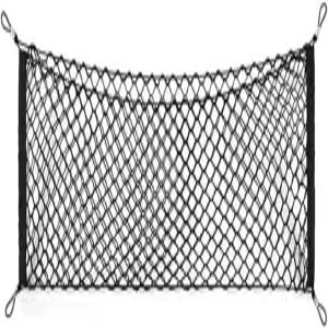 자동차 후방 화물망 SUV 지프 트럭 보관용 나일론 메쉬 이중 레이어(후크 포함 35.4 x 15.7 인치)에