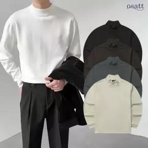 [오사뜨]남자티셔츠 베이직 오버핏 목티 반목 목폴라 기모 반폴 (23706658)