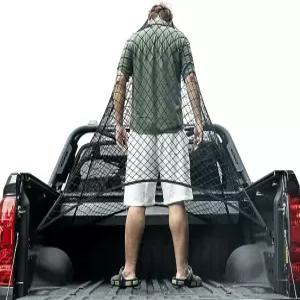 픽업 트럭 침대용 카고 네트 메시 정리함 캠핑 여행 수하물용 7피트 x 7인치 고탄성 침대 트레일러 포드