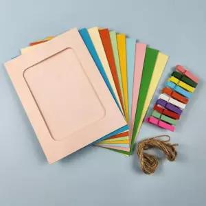 페이퍼 액자 종이 프레임 나무집게 마끈 10p세트 칼라혼합 6x4 미니 만들기 유치원 꾸미기 가랜드