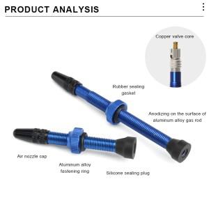 호환 2개입 자전거 튜블리스 에어 밸브 초경량 알루미늄 합금 프레스타 니플 탈착식 코어 제거 도구 포함