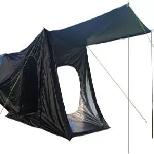 인스턴트 캠프 허브 테일게이트 텐트 ？ 3인용 넓은 쉼터 3개의 문 범용 차량 장착 및 2분 설정 가능