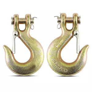 1/4인치 헤비 듀티 체인 후크 트레일러 트럭 운송 체인용 안전 래치가 장착된 2팩 단조 스틸 G70 클레비스