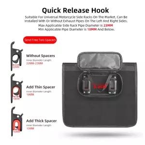 스포츠 자전거 Rhinowalk 바이크 오토바이 사이드 백 방수 퀵릴리즈 모터 새들백 내부 지지대 보드 여행 라