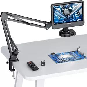 10.1인치 스크린이 장착된 Andonstar AD109 디지털 현미경 유연한 붐 암 스탠드 납땜 56개의 LED 링