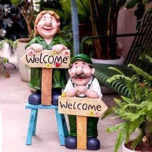 야외 정원 조각상 인형 어머니 마당 할아버지 정원사 부부