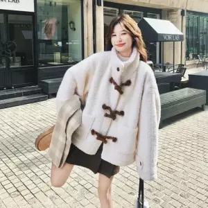 여자 베이지 모직 겨울 부클 도톰 보온 테리 차이나 코트 러블리 다올4