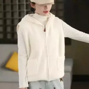 니트 겨울 여사친 데일룩 카디건 후드 캐시미어 조끼 타월 자수 도톰 DAOL4