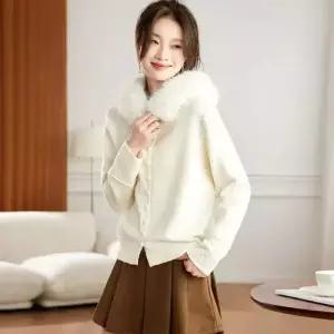 여성 니트 겨울 가을 카디건 상의 가디건 후드 데일룩 퍼 슬림핏 보송보송 이너로 칼라 DAOL4