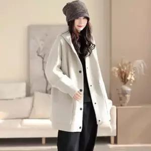 여자 하프 겨울 데일룩 가디건 후드 코트 카디건 솔리드 상의 DAOL4