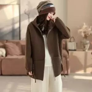 여자 겨울 데일룩 가디건 후드 빅사이즈 솔리드 카디건 집업 상사 DAOL4