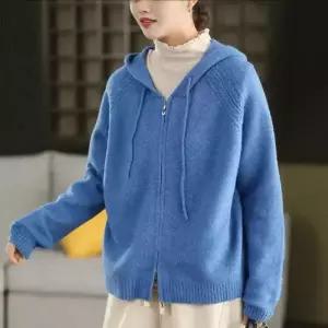 니트 겨울 여성용 집업 후드 데일룩 스웨터 카디건 양 DAOL4