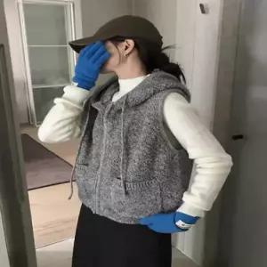 여성 니트 가을 데일룩 카디건 후드 뽀글이 집업 조끼 겨울나시 DAOL4