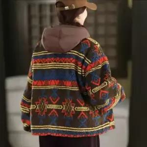 여성 겨울 빈티지 데일룩 가디건 후드 램스울 섬 도톰 따뜻한 퍼 아우터 DAOL4