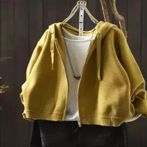 여성용 니트 데일룩 카디건 후드 가을겨울 솔리드 집업 스웨터 DAOL4