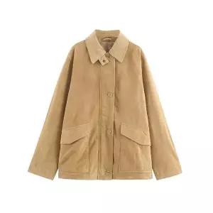 여자 데일룩 자켓 테일러드 가을겨울 스트리트 스웨이드 질감 가죽 코트 DAOL4