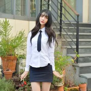 교복몰 여성 둥근카라 교복 셔츠 (둥근카라 밝은블루) QJz7+3bZe