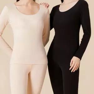 여성 겨울 심리스 살색 발열 내의 타이즈 레깅스 세트 iyw9+2FUO