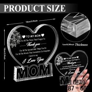 섬세한 장미 아크릴 하트 플라크 엄마 생일 선물 딸 아들 추수감사절 크리스마스