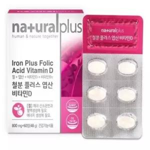 [유로메디] 네추럴플러스 철분플러스 엽산 비타민D 60정 2개월분