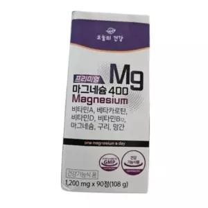 오늘의건강 프리미엄 마그네슘400 1200mg 90정 비타민A 베타카로틴 비타민D 구리