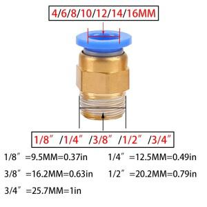 호환 10PCS  공기 커넥터 피팅 PC 4mm 6mm 8mm 10mm 스레드 1/4 1/8 3/8 1/2 호스 파이프 퀵