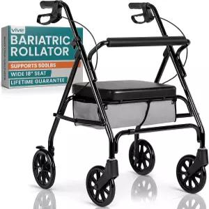 시니어용 바이브 비만 롤레이터 워커 - 500파운드 용량 시트 경량의 간편한 접이식 롤링 모빌리티 보조 및