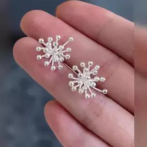 [신상오픈런]여성용 스노우 스파클 실버 볼 장식 귀걸이 (44092193)