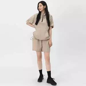 [엘케이트]엘케이트 여자 여름 나일론 아노락 후드 스트링 반팔 반바지 트레이닝복 세트 LFREE001