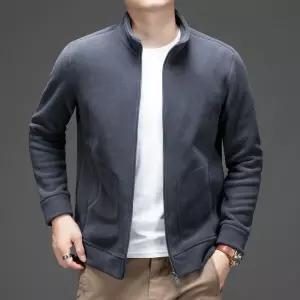 남성패션 집업 카디건 추동 플리스 재킷 칼라 솔리드 코트 DL4