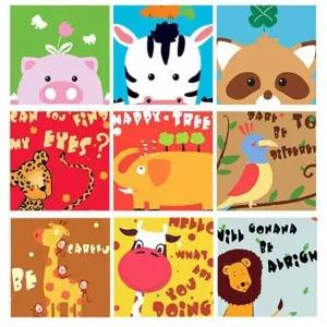 태교그림 동물 유화그리기세트 소형 20X20cm 모음전