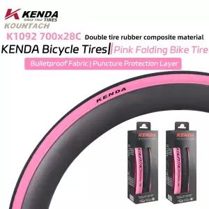 Kenda K1092 도로 자전거 펑크 및 미끄럼 방지 타이어 초경량 접이식 700x28c Kountach Elite Pink Side