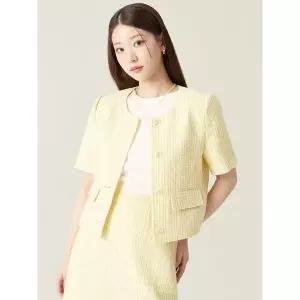 로엠 체크 트위드 반팔 자켓RMJKF25S51 126315