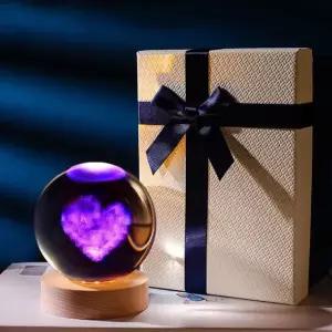 빅사이즈 크리스탈 수정구 LED 무드등 라운드 우드