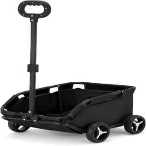 소형견 고양이를 위한 여행 쇼핑 산책용 개 유모차 4륜 접이식 카트 반려동물 (블랙)