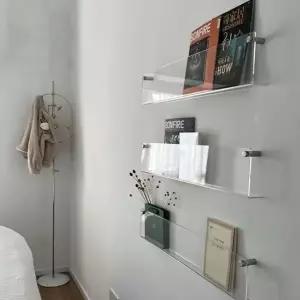 벽걸이 북선반 책꽂이 잡지꽂이 책선반 투명수납 80cm