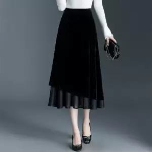 여성패션 H라인 스커트 미디엄 가짜 투피스 머메이드 겨울 원턱 DL4
