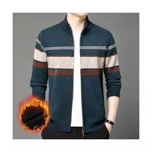 니트 겨울 기모 가디건 집업 님성 하이넥 스트라이프 배색 스웨터 데일리 다올4