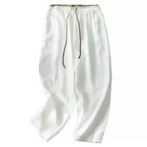 빅사이즈 잠옷 배기바지 파자마 홈웨어 편안 린넨 반바지