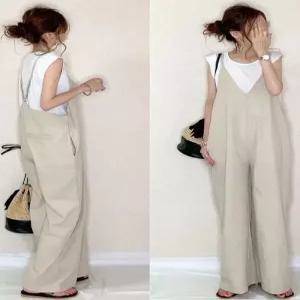와이드 점프수트 멜빵바지 루즈핏 점프슈트 빅사이즈 팬츠