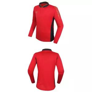 미즈토 버튼 운동 저지 긴팔 티셔츠 레드 바캉스 편한작업복 등산복상의 스포티한 데일리 활동성을챙긴