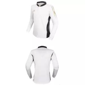 미즈토 버튼 운동 저지 긴팔 티셔츠 화이트 기본라운드티 통기성좋은 등산복상의 깔끔한티 바캉스 데일리