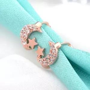 큐빅귀걸이 골드필드 핀 별 달 로즈골드 원터치링 귀걸이 14K