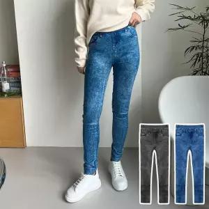 여성 2색 프리 따뜻보들 기모 베이직워싱 데님 레깅스 DFf9+4pMS