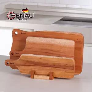 [롯데백화점]브로드아미(리빙) [독일 제너] 마호가니 통원목 도마 플레이팅 핸들 사각 거치대 4종세트